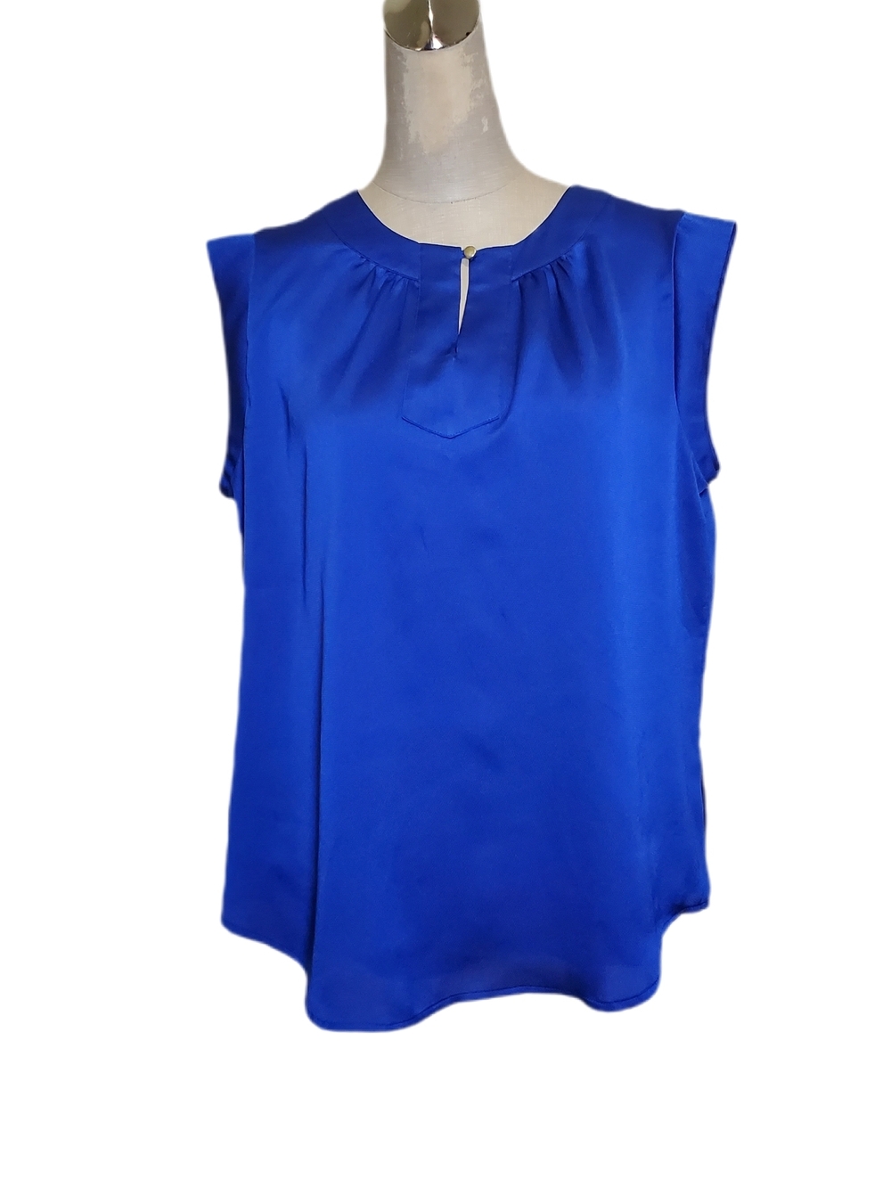 Liz Claiborne Royal Blue Satin Sleeveless Blouse Sz M